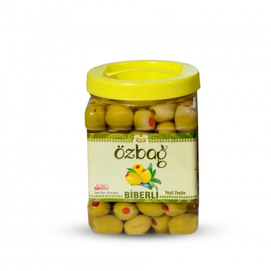 1 Kg. Safir Biberli Yeşil Zeytin