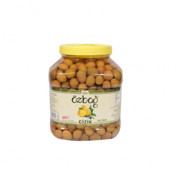 3 KG. Kehribar Edremit Çizik Yeşil Zeytin